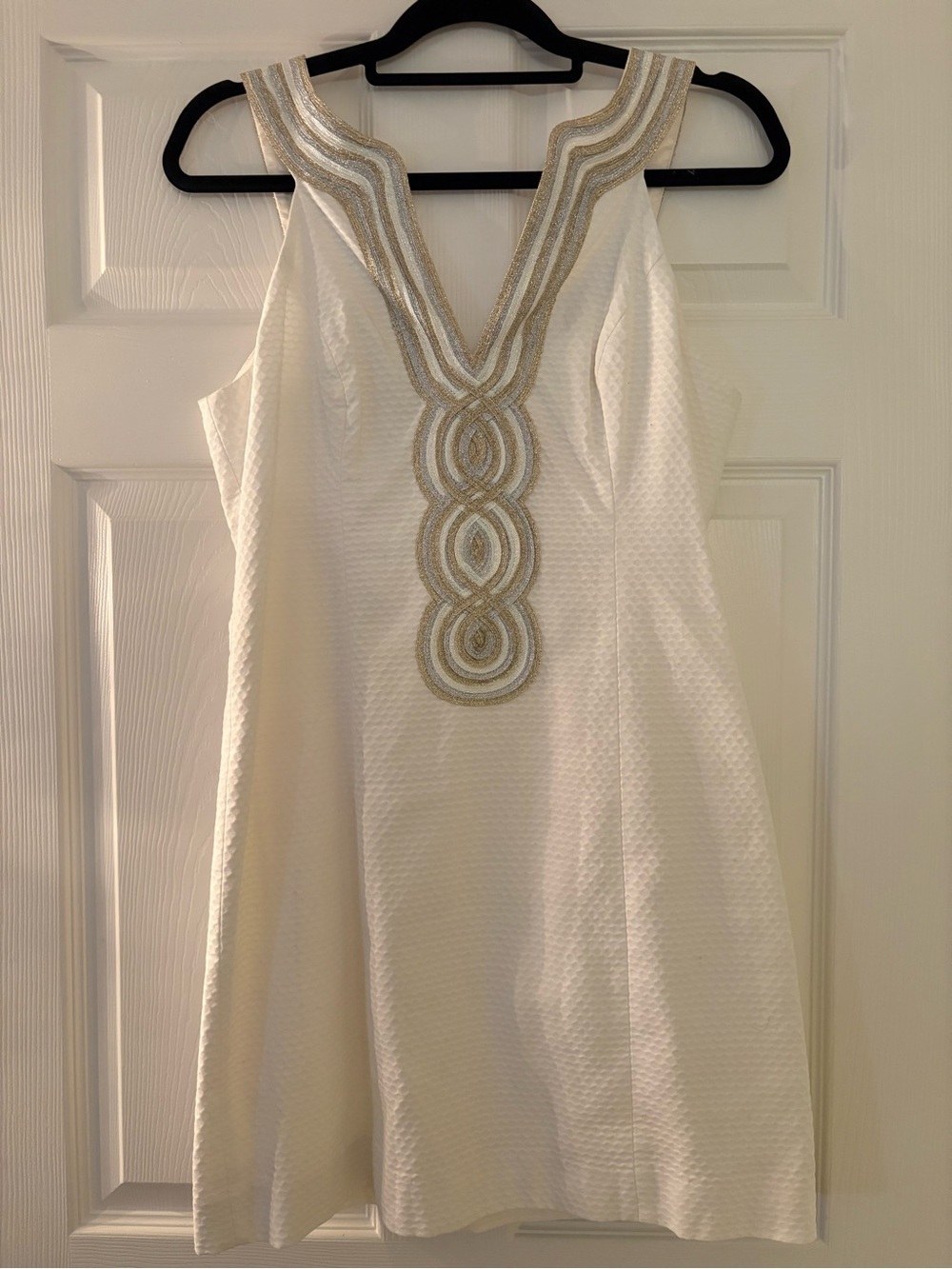 Lilly Pulitzer White Mini Dress with Gold Embellishment